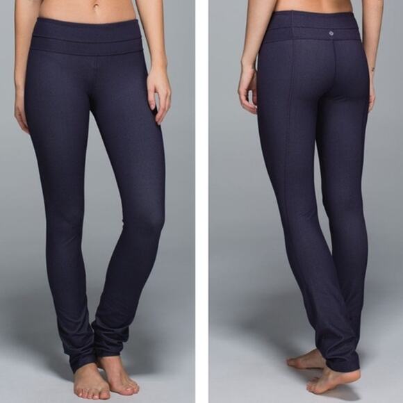 Lululemon Skinny Groove Pant Black Grape Denim Luon Mid Rise Low Rise Leggings - Picture 1 of 10